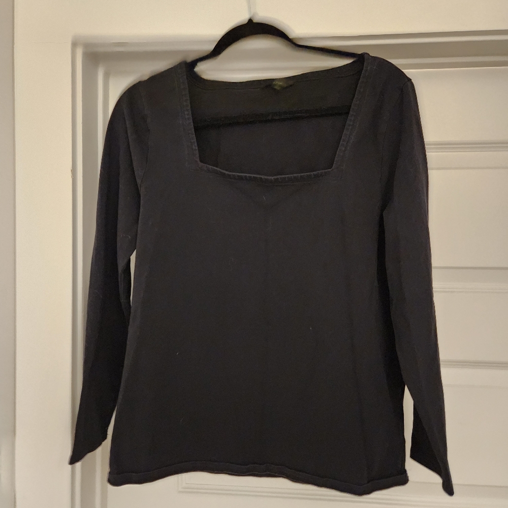 J. Crew Black Square Neck Top